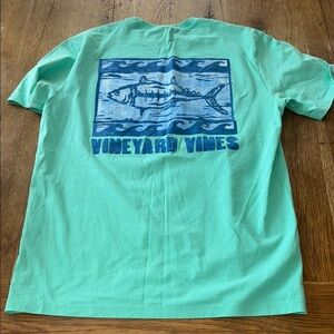 Vineyard Vines Aqua T-Shirt with Blue Fish Design